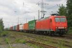 145 043 am 2.9.10 mit Containerzug in Ratingen-Lintorf